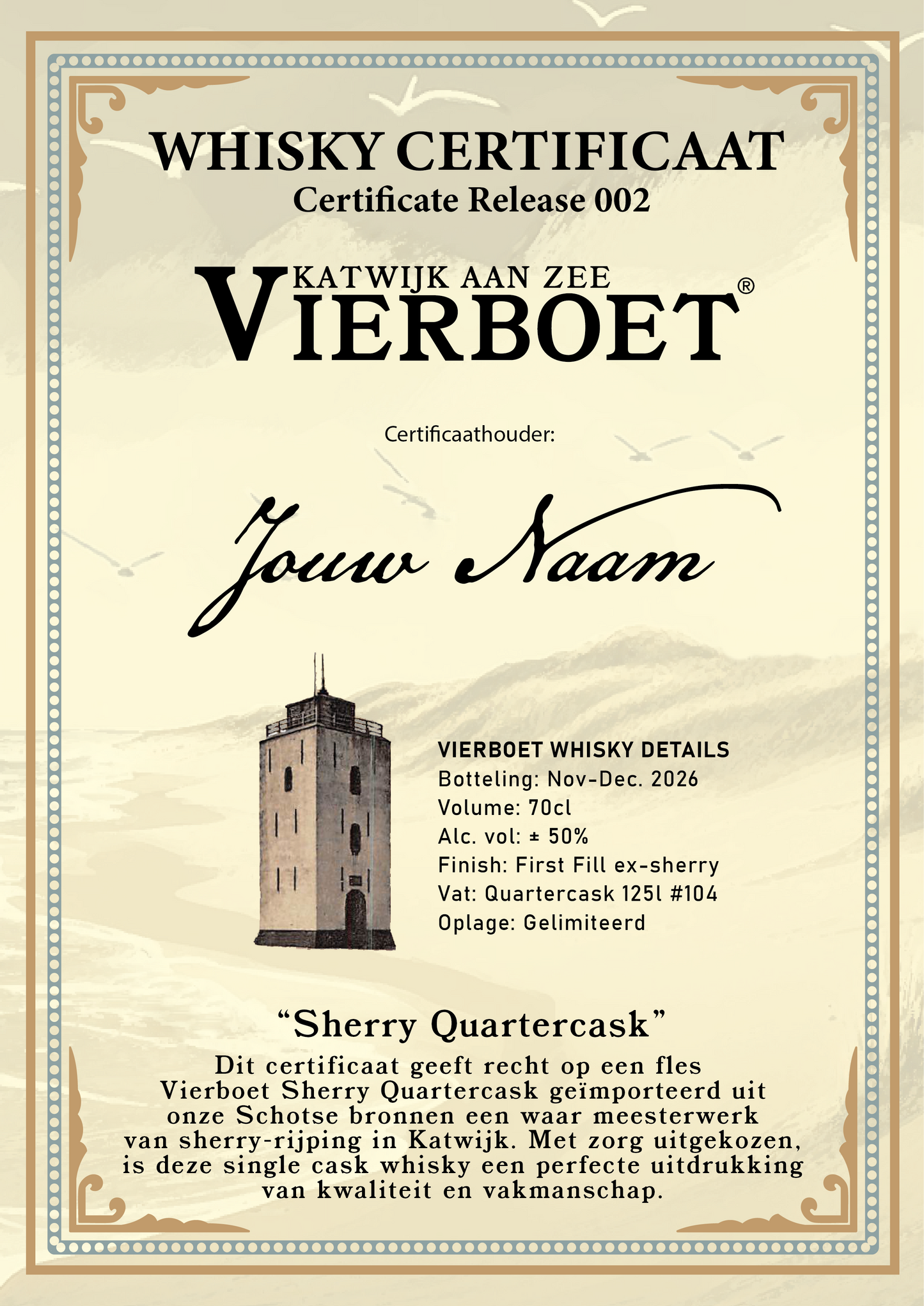 Vierboet Whisky Certificaat 002 (Release 2026)