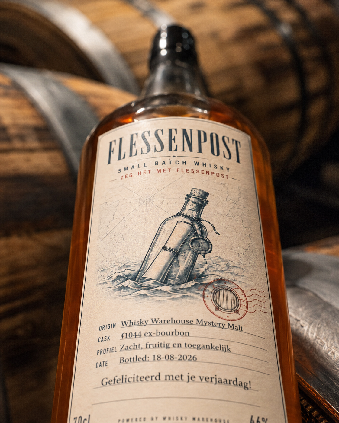Flessenpost – eigen tekst | Gepersonaliseerd whisky cadeau