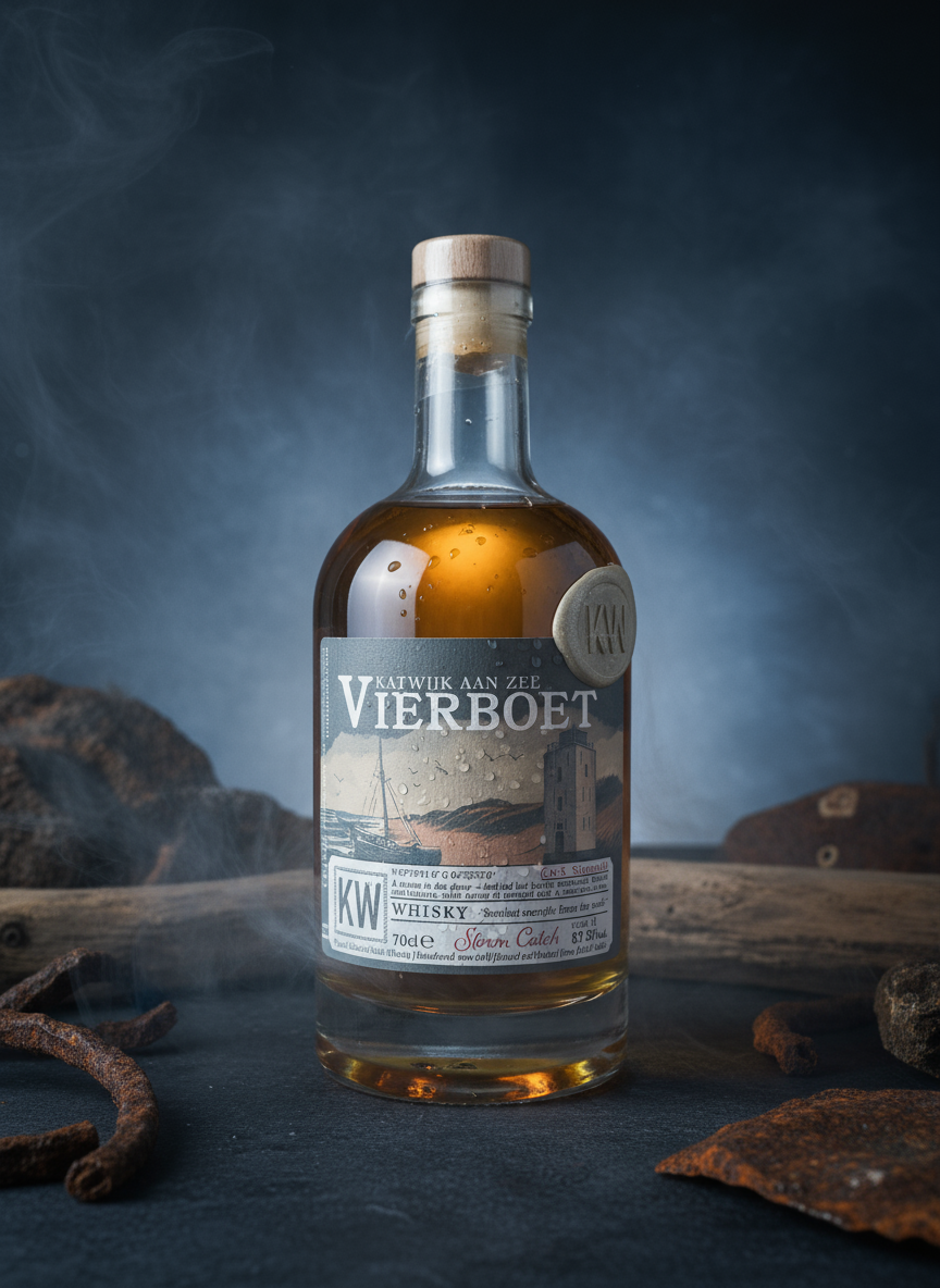 Nautische whisky botteling op vatsterkte uit Katwijk aan Zee, geniet van een heerlijke rokerige whisky op "Natural Cask Strength".